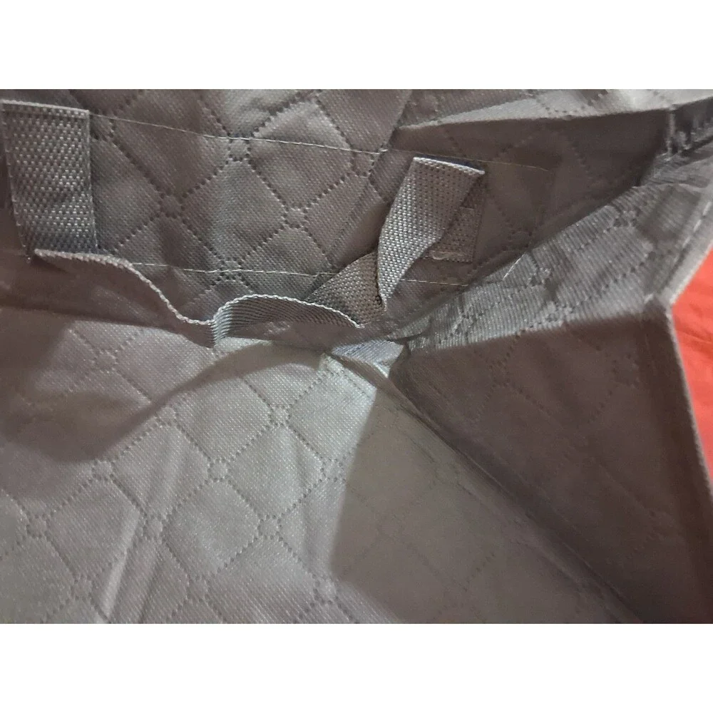 Gray Quilted Bedding Storage Bag Rectangular Fabric/Plastic Clear Window Zipper